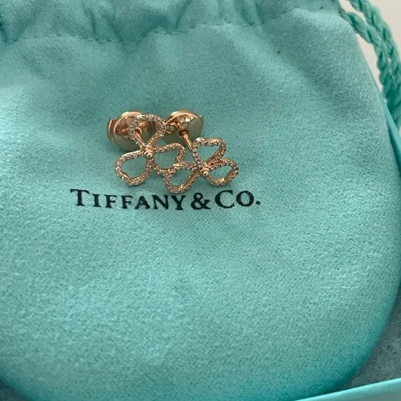 Tiffany & Co 18K rose gold and diamond paper flower earrings - Picture 10 of 15